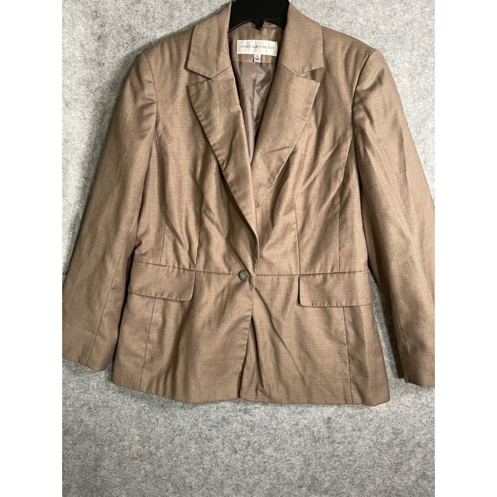 Jones New York Suit Womens Tan Brown Single Button Blazer Jacket Size 10โ Office